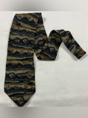 Duckworth Alarm Collection Silk Tie Blue Green Abstract Wave 3.75”